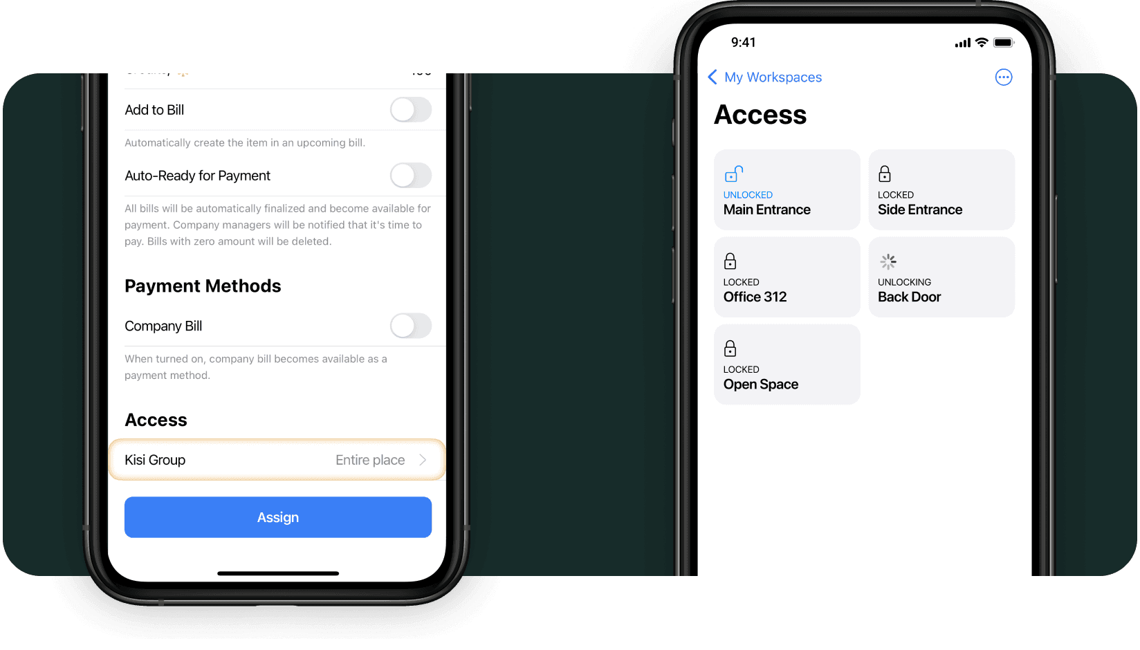 Access control system integrated with Spacebring coworking software enables to grant access according to membership plans and open doors at a workspace with a smartphone