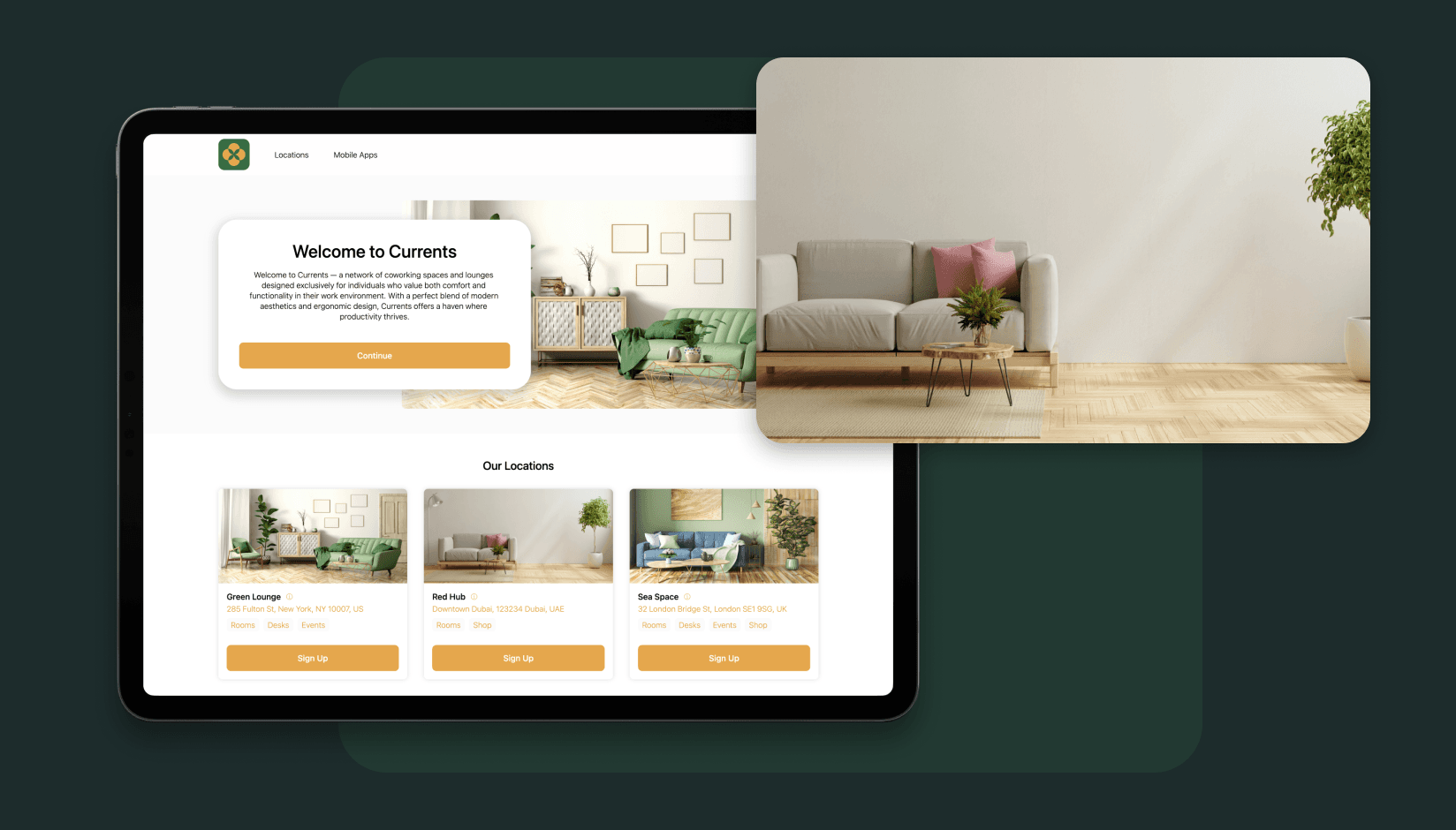No-code landing page for coworking spaces developed by Spacebring