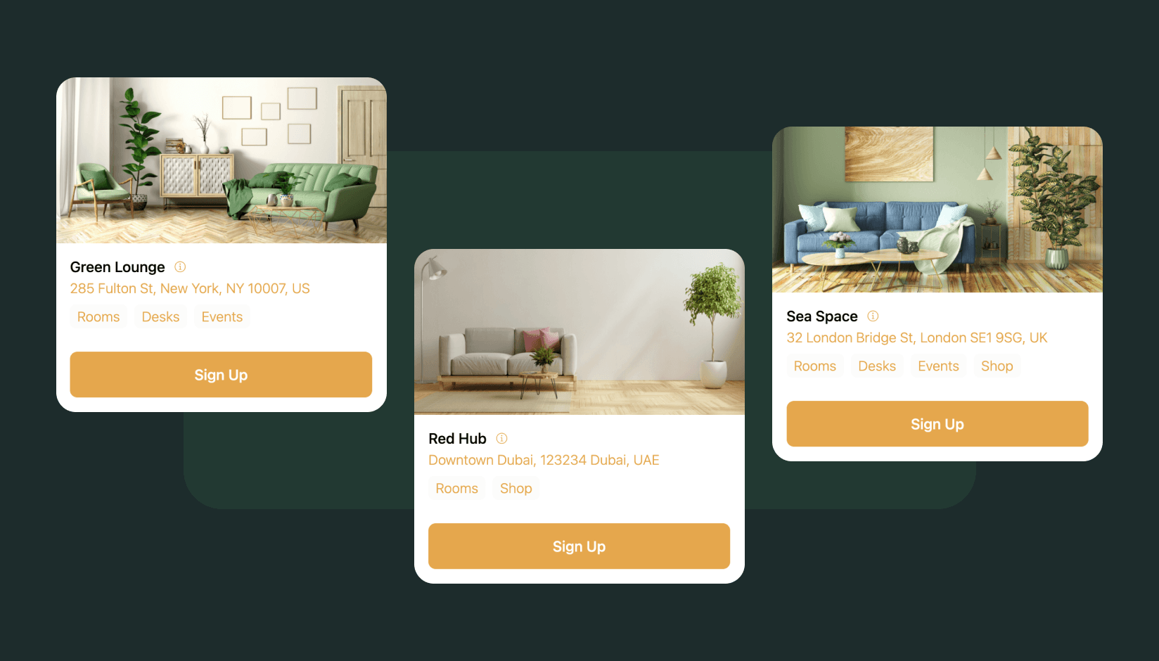 Call-to-actions on Spacebring landing page for coworking spaces