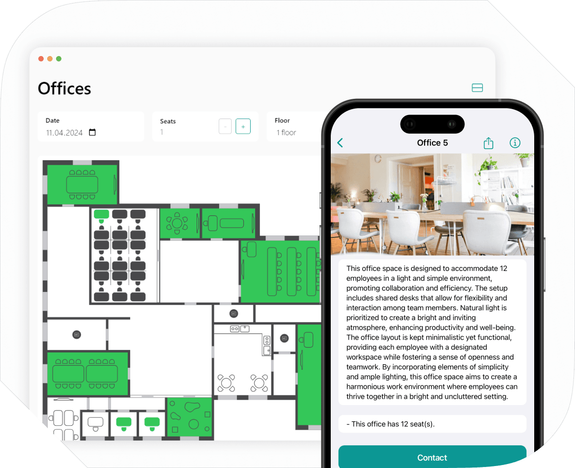 Office availability on Spacebring coworking space management platform 